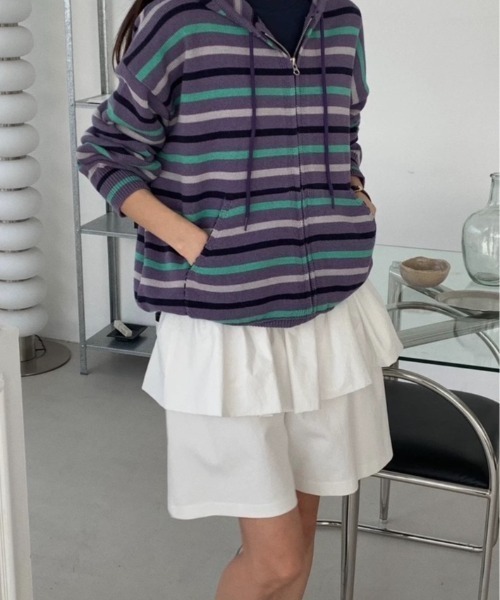 Per sist ence(パーシエンス)の「ナイロンギャザーフリルレイヤードハーフパンツ(その他パンツ・レディース・ホワイト/ブラック/カーキ・ONE SIZE)」の6枚目の写真