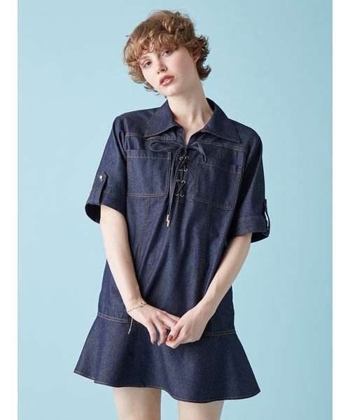 レースアップミニワンピース（ワンピース）｜FURFUR（ファーファー）の