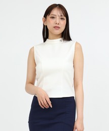 プレート付プチハイノースリーブカットトップス