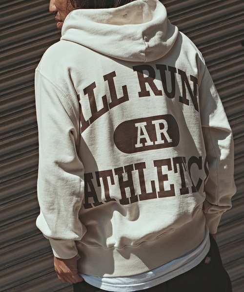 ALL RUNS（オールランズ）の「ALL RUNSオリジナル カレッジパーカー ピグメント加工（パーカー・メンズ・ネイビー/ナチュラル/ブラック・M/L/XL）」の16枚目の写真