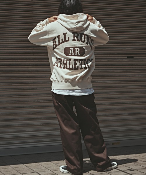 ALL RUNS（オールランズ）の「ALL RUNSオリジナル カレッジパーカー ピグメント加工（パーカー・メンズ・ネイビー/ナチュラル/ブラック・M/L/XL）」の19枚目の写真