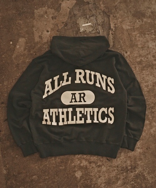 ALL RUNS（オールランズ）の「ALL RUNSオリジナル カレッジパーカー ピグメント加工（パーカー・メンズ・ネイビー/ナチュラル/ブラック・M/L/XL）」の6枚目の写真