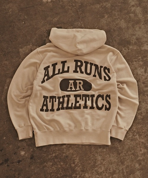 ALL RUNS（オールランズ）の「ALL RUNSオリジナル カレッジパーカー ピグメント加工（パーカー・メンズ・ネイビー/ナチュラル/ブラック・M/L/XL）」の13枚目の写真