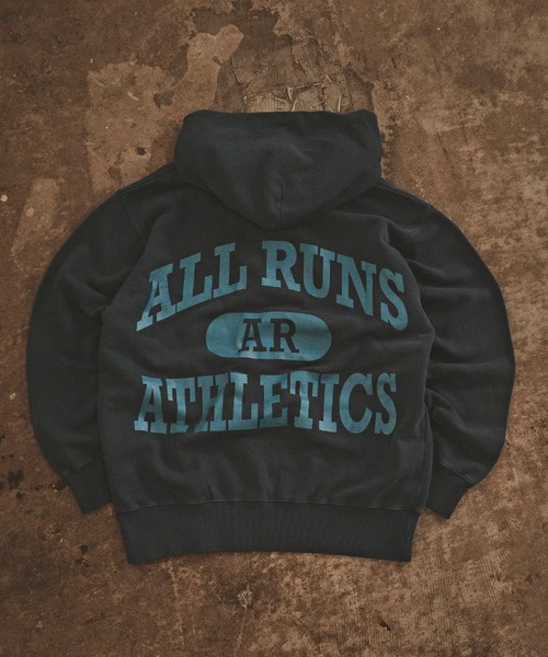 ALL RUNS（オールランズ）の「ALL RUNSオリジナル カレッジパーカー ピグメント加工（パーカー・メンズ・ネイビー/ナチュラル/ブラック・M/L/XL）」の21枚目の写真