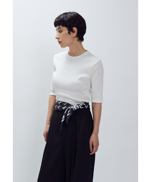 1er Arrondissement(プルミエアロンディスモン)の「リブ5分袖Tシャツ(Tシャツ/カットソー・レディース・オフホワイト/ブラック系その他3/ブラウン系その他5・FREE)」の17枚目の写真