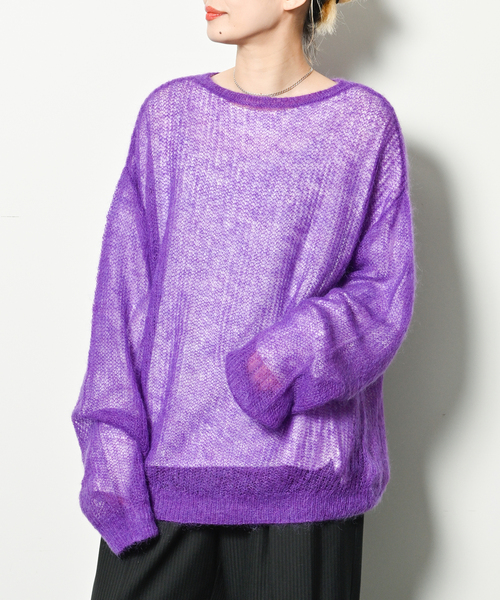 CITYSHOP（シティーショップ）の「AZE PULLOVER：ニット（ニット/セーター・レディース・サックスブルー/ネイビー/パープル・FREE）」の3枚目の写真