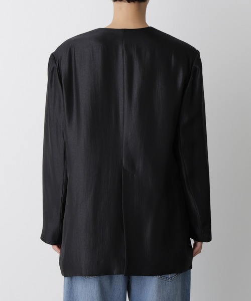 STEVELOUR」サテンノーカラージャケット(セットアップ可)（ノーカラー