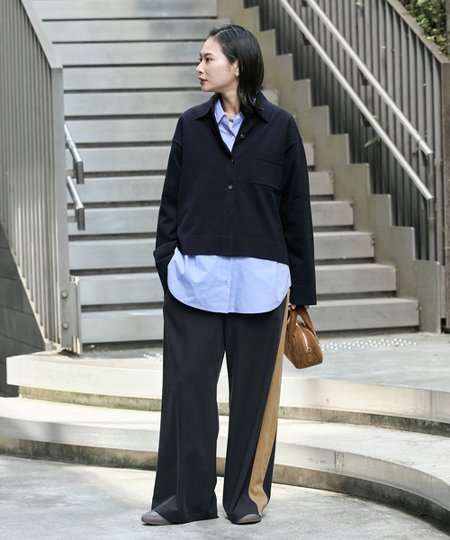 JOURNAL STANDARD(ジャーナルスタンダード)の「ウォッシャブル ニットシャツ(カーディガン/ボレロ・レディース・ネイビー/チャコールグレー・FREE)」の3枚目の写真