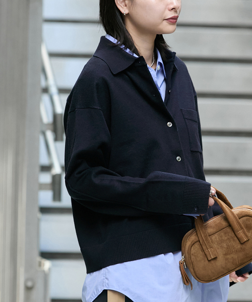 JOURNAL STANDARD(ジャーナルスタンダード)の「ウォッシャブル ニットシャツ(カーディガン/ボレロ・レディース・ネイビー/チャコールグレー・FREE)」の9枚目の写真