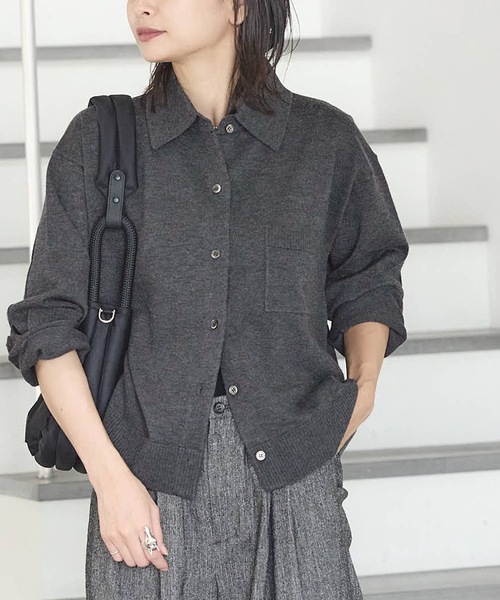 ずんさん　ジャーナルスタンダード　ウォッシャブルシャツニット ウォッシャブル ニットシャツ（カーディガン/ボレロ）｜JOURNAL