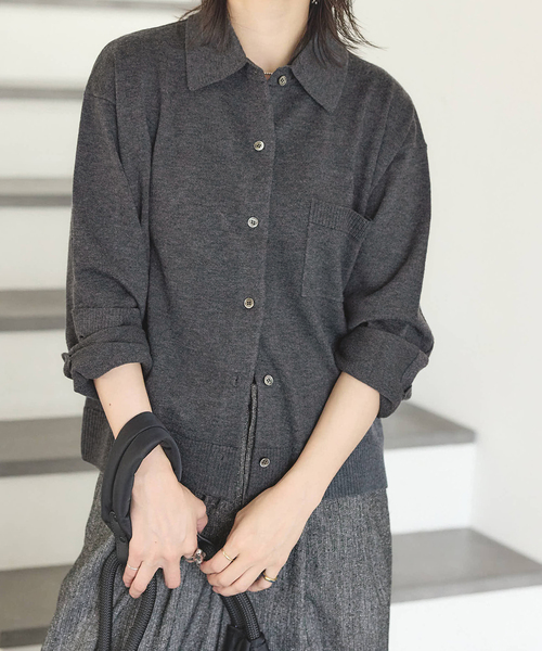 ずんさん　ジャーナルスタンダード　ウォッシャブルシャツニット ウォッシャブル ニットシャツ（カーディガン/ボレロ）｜JOURNAL