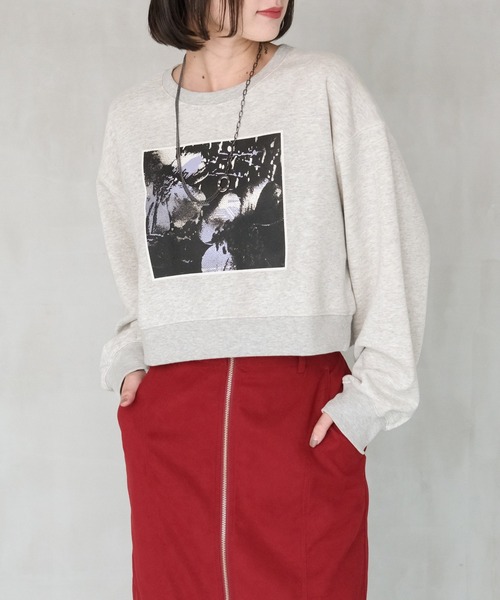 PAGEBOY(ページボーイ)の「フラワーフォトショートスウェット(スウェット・レディース・チャコールグレー/オートミール/オレンジ・FREE)」の17枚目の写真