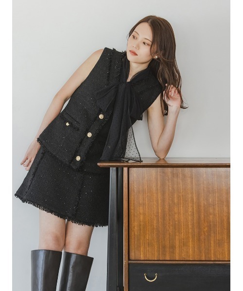 SNIDEL(スナイデル)の「ツイードミニスカート(スカート・レディース・アイボリー/ブルー/ブラック・1/0)」の5枚目の写真