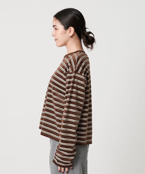 【DK.BROWN】ポリエステルコットン ベロアボーダーTシャツ BEAUTY&YOUTH UNITED ARROWS ポリエステルコットン ベロアボーダーT