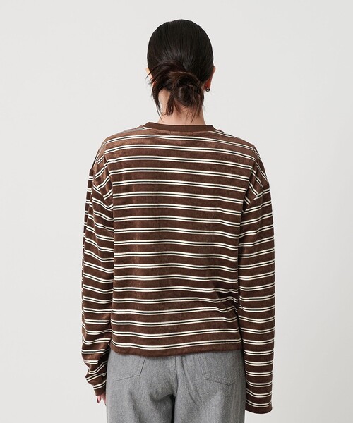 【DK.BROWN】ポリエステルコットン ベロアボーダーTシャツ BEAUTY&YOUTH UNITED ARROWS ポリエステルコットン ベロアボーダーT