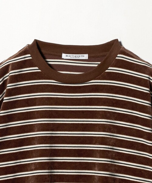 【DK.BROWN】ポリエステルコットン ベロアボーダーTシャツ BEAUTY&YOUTH UNITED ARROWS ポリエステルコットン ベロアボーダーT