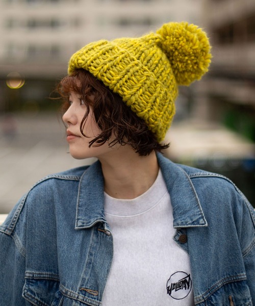 HAND KNITTED BIG POMPOM(ニットキャップ/ビーニー)|CA4LA HAND KNITTED BIG POMPOM(ニットキャップ/ビーニー)|CA4LA