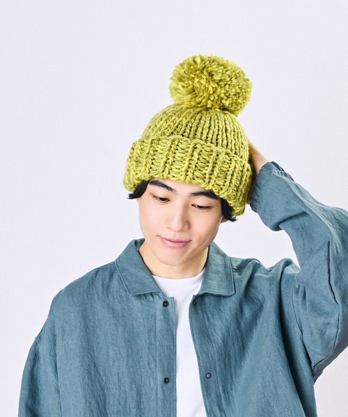 CA4LA(カシラ)の「HAND KNITTED BIG POMPOM(ニットキャップ/ビーニー・メンズ・ピンク/ホワイト/イエロー/ブラック・ONESIZE)」の7枚目の写真