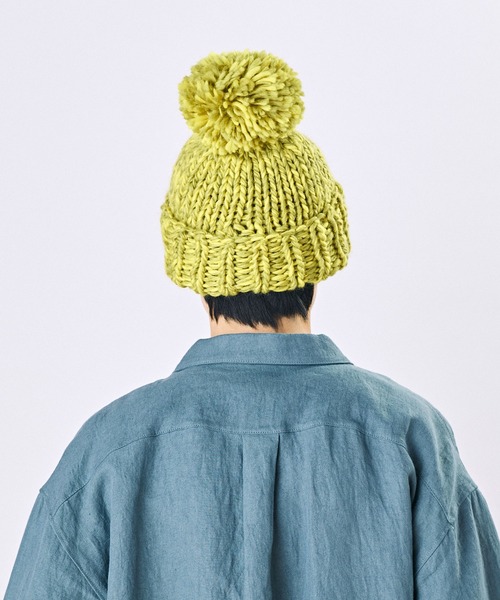 CA4LA(カシラ)の「HAND KNITTED BIG POMPOM(ニットキャップ/ビーニー・メンズ・ピンク/ホワイト/イエロー/ブラック・ONESIZE)」の9枚目の写真
