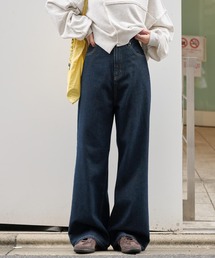 MONO-MART(モノマート)の<速乾・ウォッシャブル>ヴィンテージライク ハイウエストルーズデニムパンツ(デニムパンツ)
