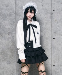 Amilige | チェーン付きバイカラーリボンシャツ(シャツ/ブラウス)