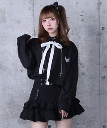 Amilige | チェーン付きバイカラーリボンシャツ(シャツ/ブラウス)