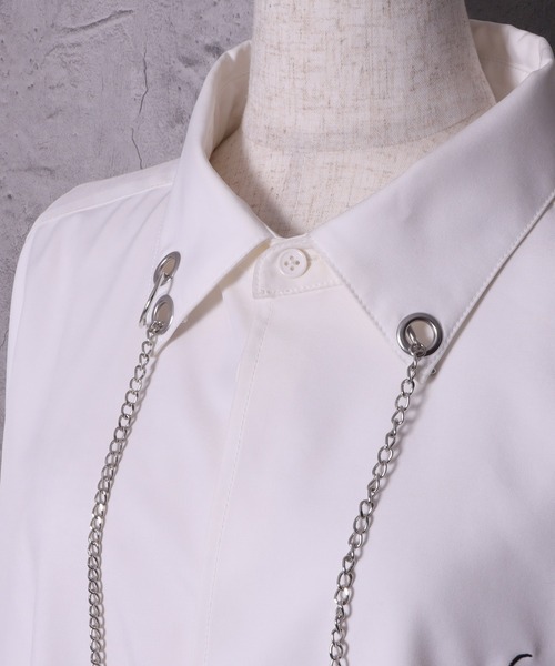 チェーン付きバイカラーリボンシャツ（シャツ/ブラウス）｜Amilige