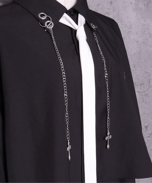 Amilige（アミリージュ）の「チェーン付きバイカラーリボンシャツ（シャツ/ブラウス・レディース・ブラック/ホワイト・FREE）」の15枚目の写真