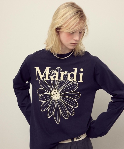 Mardi Mercredi（マルディメクルディ）の「TSHIRT LONG SLEEVE FLOWERMARDI / Tシャツ ロングスリーブ フラワーマルディ（Tシャツ/カットソー・レディース・ブラウン/ネイビー/チャコール/クリーム/チャコールグレー/ブラウン系その他・FREE）」の6枚目の写真