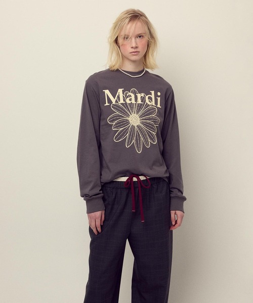 Mardi Mercredi（マルディメクルディ）の「TSHIRT LONG SLEEVE FLOWERMARDI / Tシャツ ロングスリーブ フラワーマルディ（Tシャツ/カットソー・レディース・ブラウン/ネイビー/チャコール/クリーム/チャコールグレー/ブラウン系その他・FREE）」の14枚目の写真