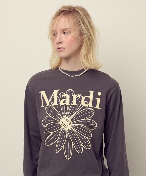 Mardi Mercredi（マルディメクルディ）の「TSHIRT LONG SLEEVE FLOWERMARDI / Tシャツ ロングスリーブ フラワーマルディ（Tシャツ/カットソー・レディース・ブラウン/ネイビー/チャコール/クリーム/チャコールグレー/ブラウン系その他・FREE）」の16枚目の写真