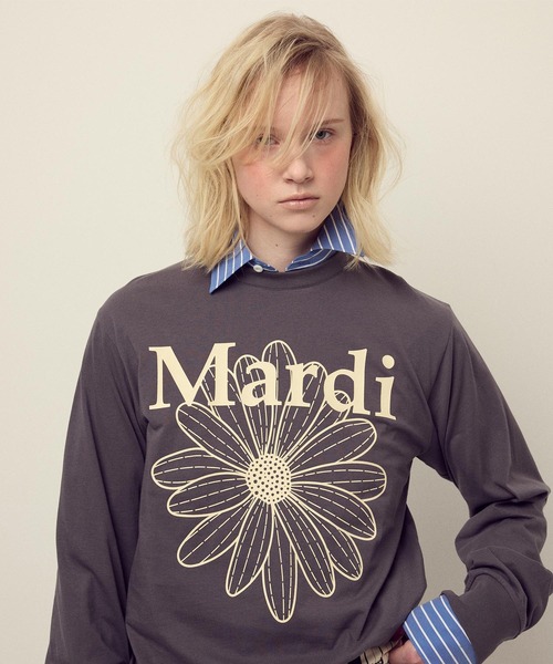 Mardi Mercredi（マルディメクルディ）の「TSHIRT LONG SLEEVE FLOWERMARDI / Tシャツ ロングスリーブ フラワーマルディ（Tシャツ/カットソー・レディース・ブラウン/ネイビー/チャコール/クリーム/チャコールグレー/ブラウン系その他・FREE）」の19枚目の写真