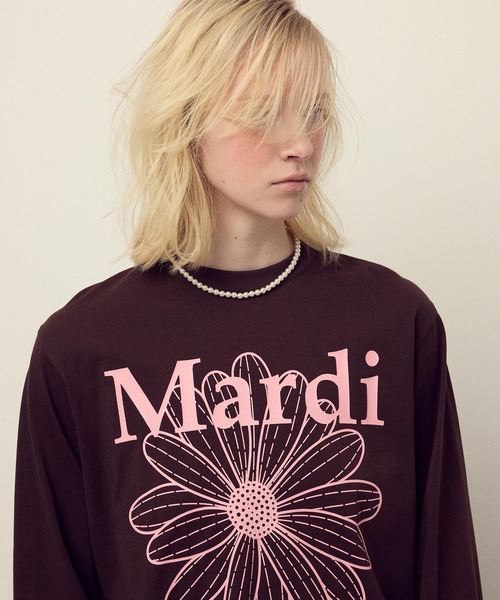 Mardi Mercredi マルディメクルディ シャツ ブラウス 花刺繍 TSHIRT LONG SLEEVE FLOWERMARDI / Tシャツ ロングスリーブ フラワー