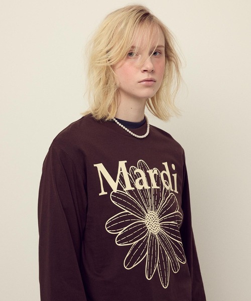 Mardi Mercredi（マルディメクルディ）の「TSHIRT LONG SLEEVE FLOWERMARDI / Tシャツ ロングスリーブ フラワーマルディ（Tシャツ/カットソー・レディース・ブラウン/ネイビー/チャコール/クリーム/チャコールグレー/ブラウン系その他・FREE）」の8枚目の写真