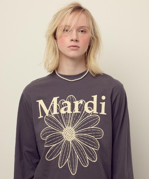 Mardi Mercredi（マルディメクルディ）の「TSHIRT LONG SLEEVE FLOWERMARDI / Tシャツ ロングスリーブ フラワーマルディ（Tシャツ/カットソー・レディース・ブラウン/ネイビー/チャコール/クリーム/チャコールグレー/ブラウン系その他・FREE）」の7枚目の写真