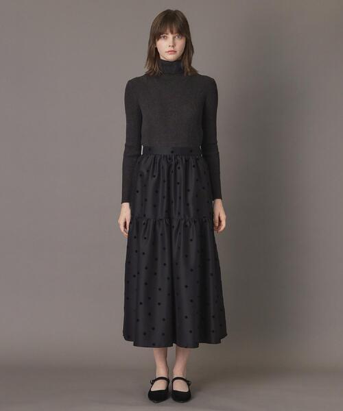 DRESSTERIOR（ドレステリア）の「【CLASSY.12月号掲載】フロッキードットスカート（スカート・レディース・ブラック系/キャメル・36/34/40/38）」の4枚目の写真