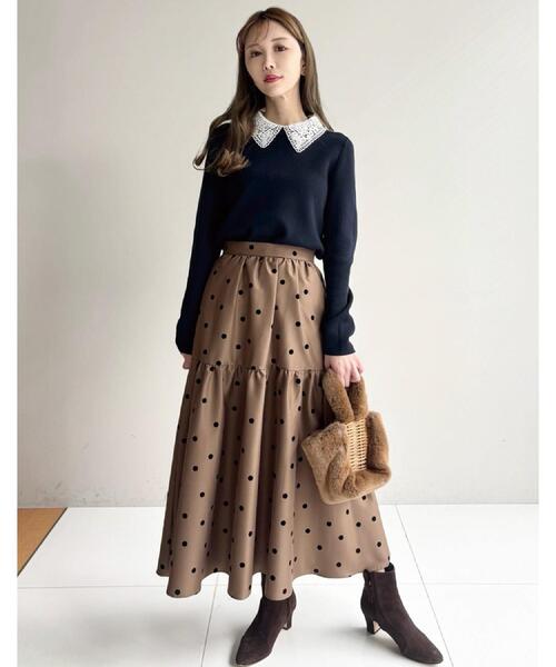 DRESSTERIOR（ドレステリア）の「【CLASSY.12月号掲載】フロッキードットスカート（スカート・レディース・ブラック系/キャメル・36/34/40/38）」の21枚目の写真