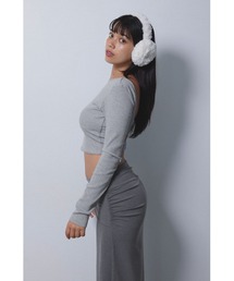 ALEXIA STAM | Wellness Rib Back Adjuster Long Sleeve Top /バックアジャスター付き クロップドトップス(Tシャツ/カットソー)