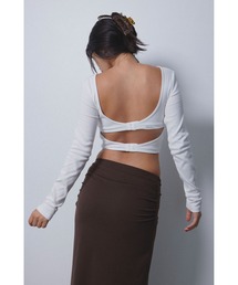 ALEXIA STAM | Wellness Rib Back Adjuster Long Sleeve Top /バックアジャスター付き クロップドトップス(Tシャツ/カットソー)