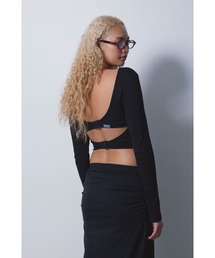 ALEXIA STAM | Wellness Rib Back Adjuster Long Sleeve Top /バックアジャスター付き クロップドトップス(Tシャツ/カットソー)