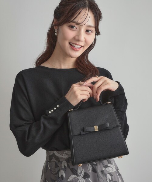 couture brooch（クチュールブローチ）の「リボンデザイン2WAYバッグ（ハンドバッグ・レディース・ブラック/ナチュラル・00）」の10枚目の写真