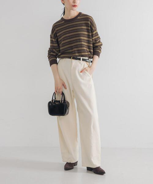 URBAN RESEARCH(アーバンリサーチ)の「マルチボーダークルーネックニット(ニット/セーター・レディース・チャコールグレー/カーキ・FREE)」の7枚目の写真