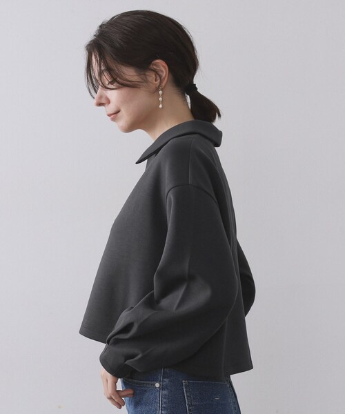 OPAQUE.CLIP(オペークドットクリップ)の「スキッパートップス【UVケア/洗濯機OK】(Tシャツ/カットソー・レディース・チャコールグレー/オフホワイト/ブラウン系・40/38/42)」の4枚目の写真