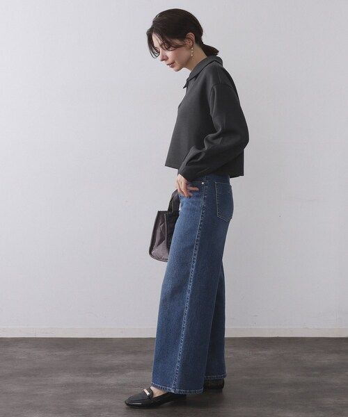 OPAQUE.CLIP(オペークドットクリップ)の「スキッパートップス【UVケア/洗濯機OK】(Tシャツ/カットソー・レディース・チャコールグレー/オフホワイト/ブラウン系・40/38/42)」の5枚目の写真