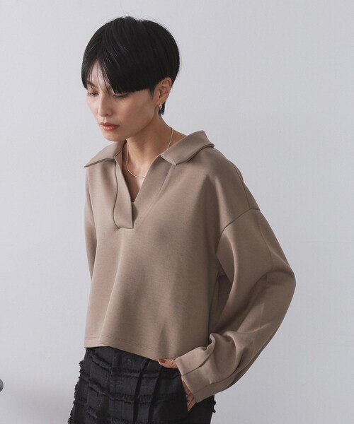OPAQUE.CLIP(オペークドットクリップ)の「スキッパートップス【UVケア/洗濯機OK】(Tシャツ/カットソー・レディース・チャコールグレー/オフホワイト/ブラウン系・40/38/42)」の8枚目の写真