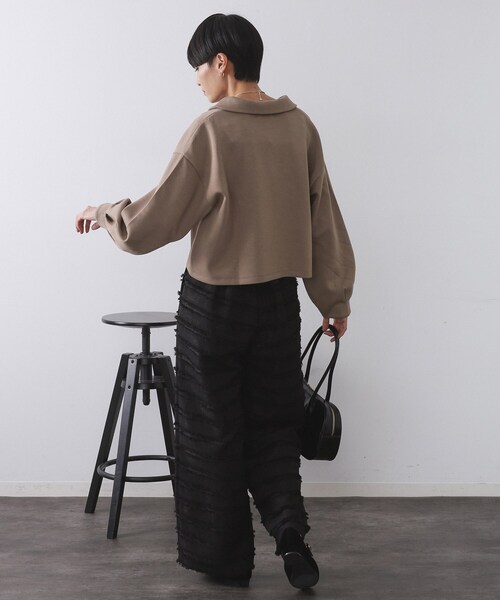 OPAQUE.CLIP(オペークドットクリップ)の「スキッパートップス【UVケア/洗濯機OK】(Tシャツ/カットソー・レディース・チャコールグレー/オフホワイト/ブラウン系・40/38/42)」の10枚目の写真