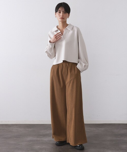 OPAQUE.CLIP(オペークドットクリップ)の「スキッパートップス【UVケア/洗濯機OK】(Tシャツ/カットソー・レディース・チャコールグレー/オフホワイト/ブラウン系・40/38/42)」の13枚目の写真