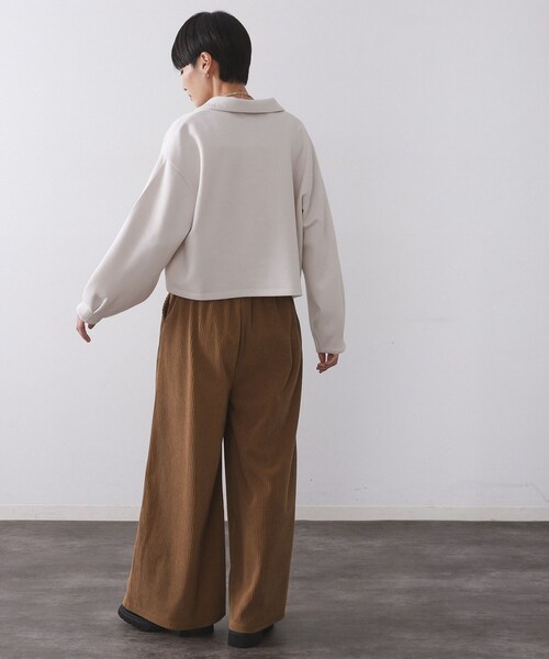 OPAQUE.CLIP(オペークドットクリップ)の「スキッパートップス【UVケア/洗濯機OK】(Tシャツ/カットソー・レディース・チャコールグレー/オフホワイト/ブラウン系・40/38/42)」の14枚目の写真