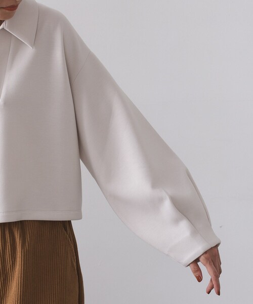 OPAQUE.CLIP(オペークドットクリップ)の「スキッパートップス【UVケア/洗濯機OK】(Tシャツ/カットソー・レディース・チャコールグレー/オフホワイト/ブラウン系・40/38/42)」の20枚目の写真