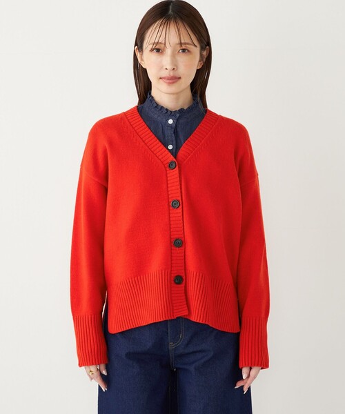 SHIPS Colors(シップス カラーズ)の「SHIPS Colors:〈手洗い可能〉フラッフィー Vネック カーディガン◇(カーディガン/ボレロ・レディース・オレンジ/オフホワイト/ブルー/ブラック・ONE SIZE)」の14枚目の写真